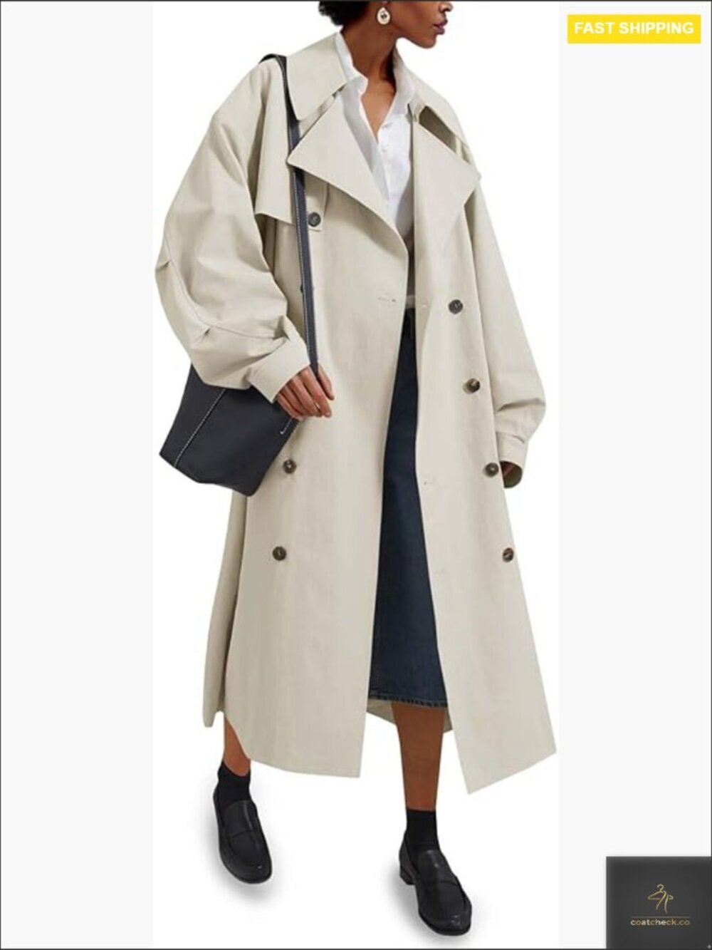 Oversized Trench Coat Classic Double Breasted Belted Long Coat Chic Elegant